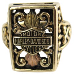 Retro Gold Harley Davidson Ring Tri Color
