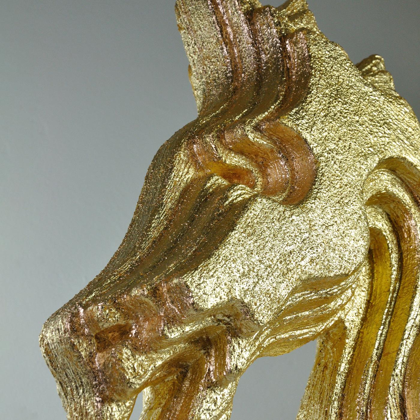 Goldkopfpferd Goldener Skulpturpure im Zustand „Neu“ im Angebot in Milan, IT