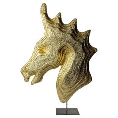 Gold Head Horse Golden Scultpure