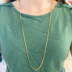 Gold Heart Chain in 14 Karat Yellow Gold, Flat Link