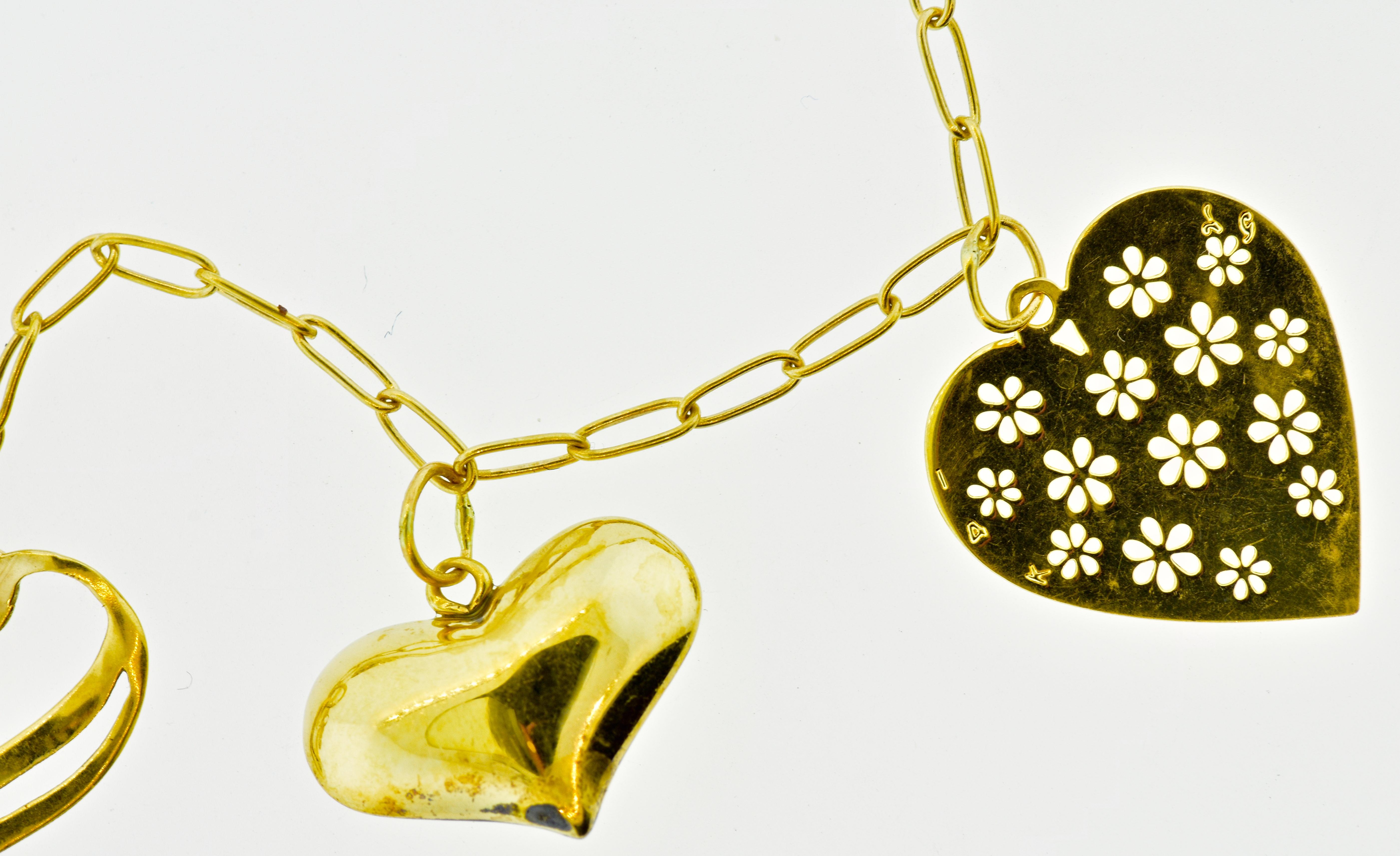 Women's or Men's Gold Heart Motif Charm Necklace