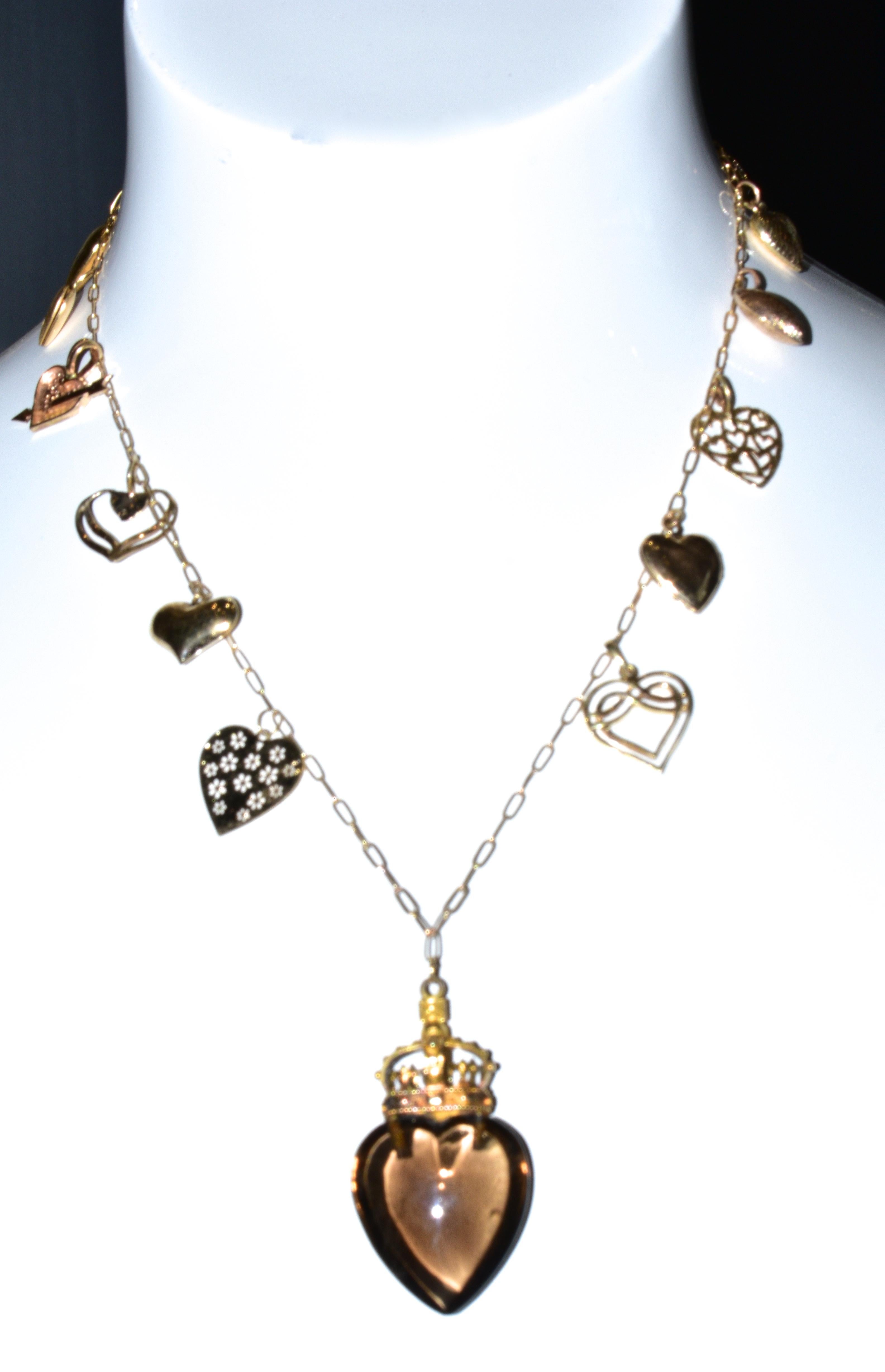 Gold Heart Motif Charm Necklace 2
