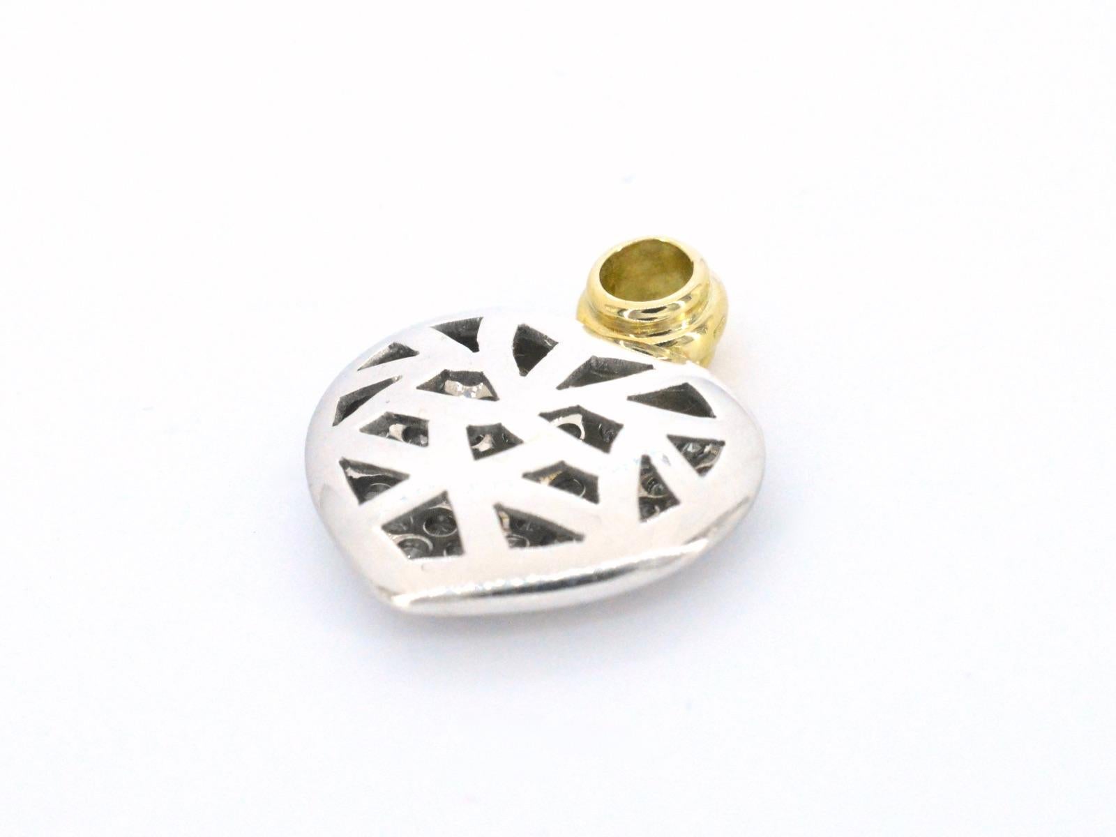 Contemporary Gold Heart Pendant 'Charm' with Diamond For Sale