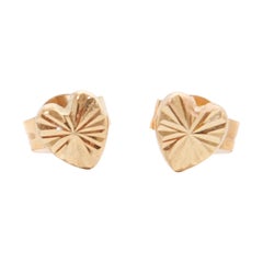 14 Karat Gold Heart Stud Earrings 