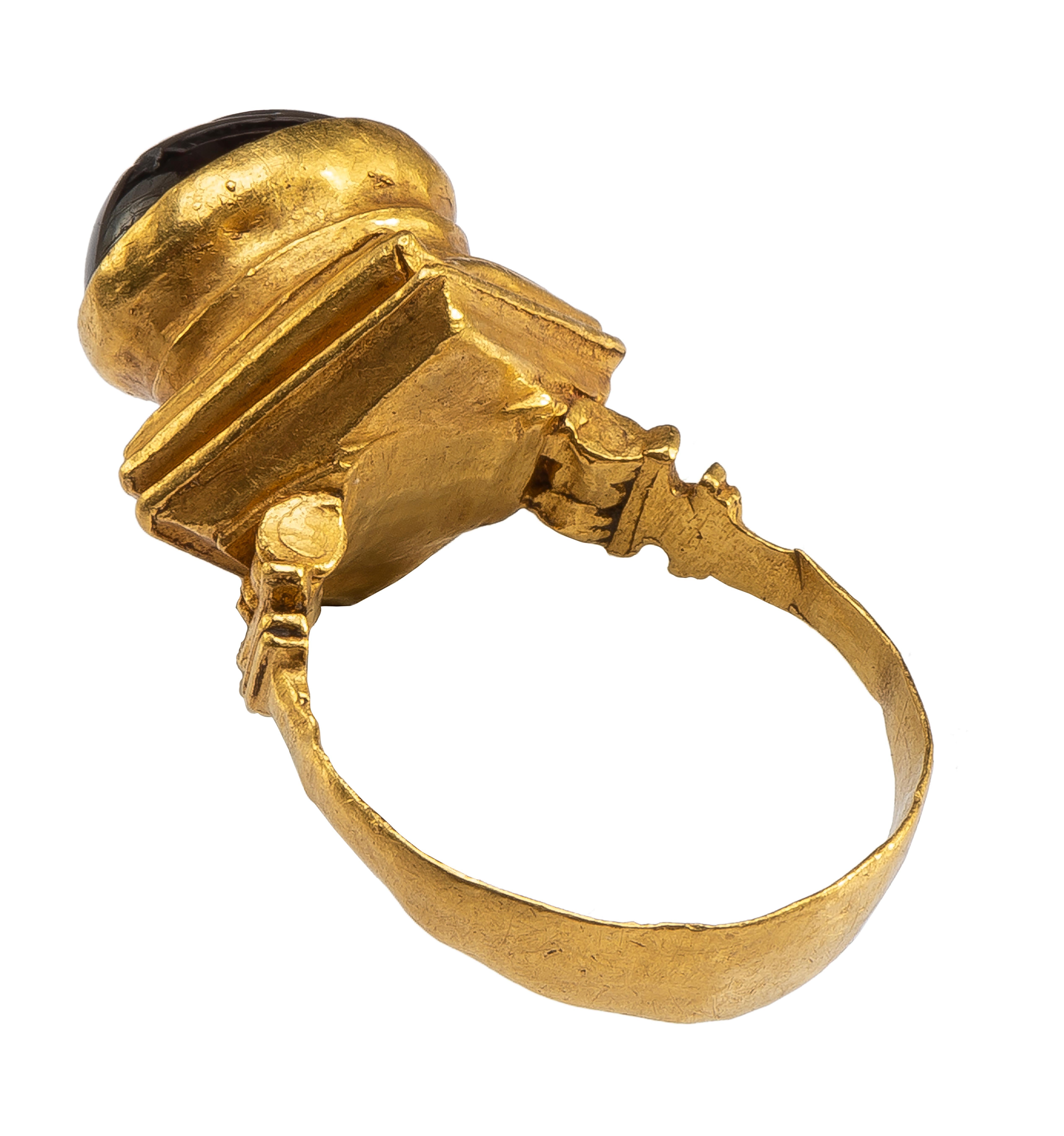 Women's or Men's Gold Hellenistic Ring with Garnet Intaglio