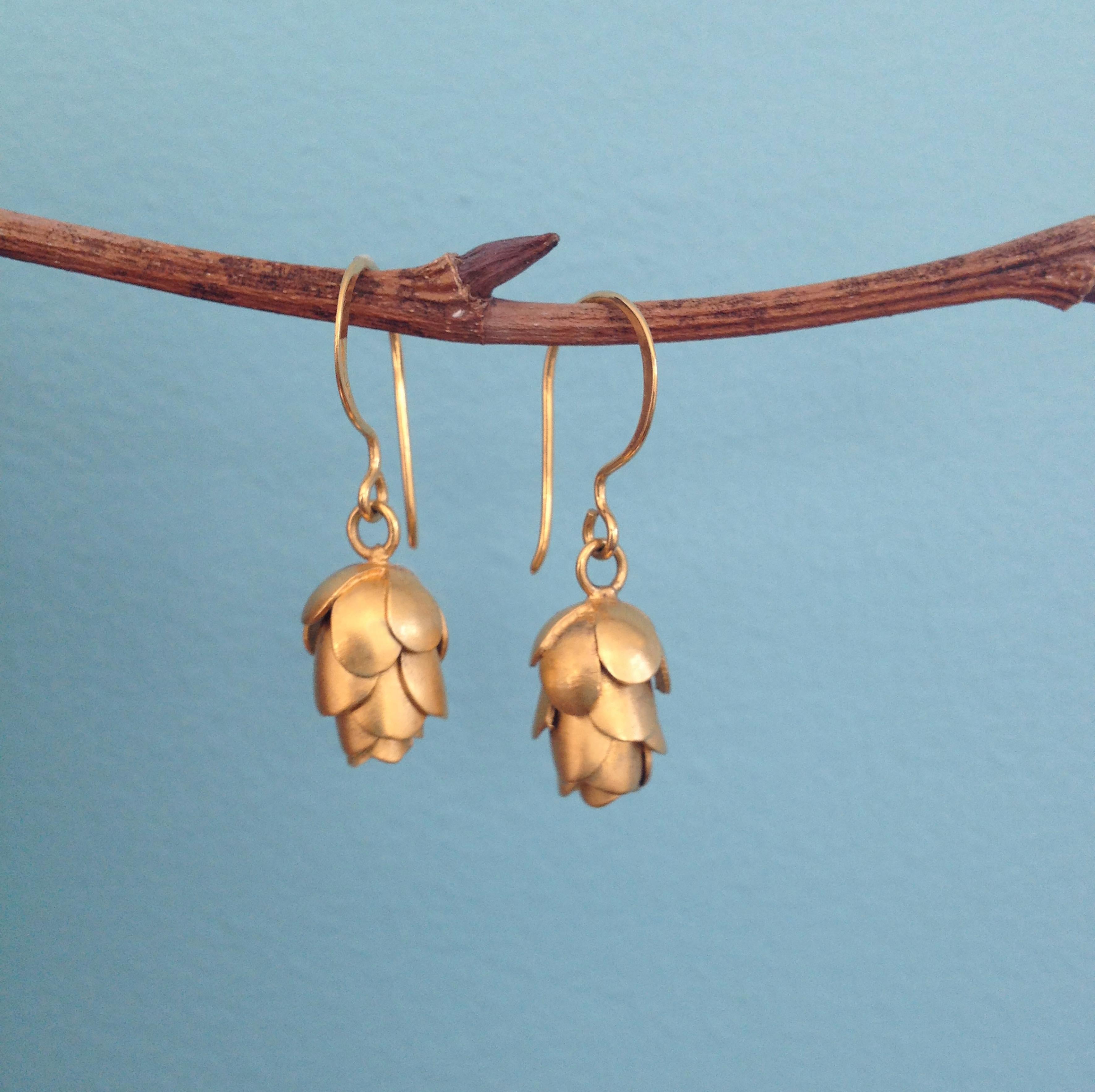 gold pinecone earrings