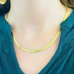 Gold Herringbone Chain in Yellow Gold, Flat Link Wide Chain