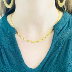 Gold Herringbone Chain in Yellow Gold, Flat Link Wide Chain