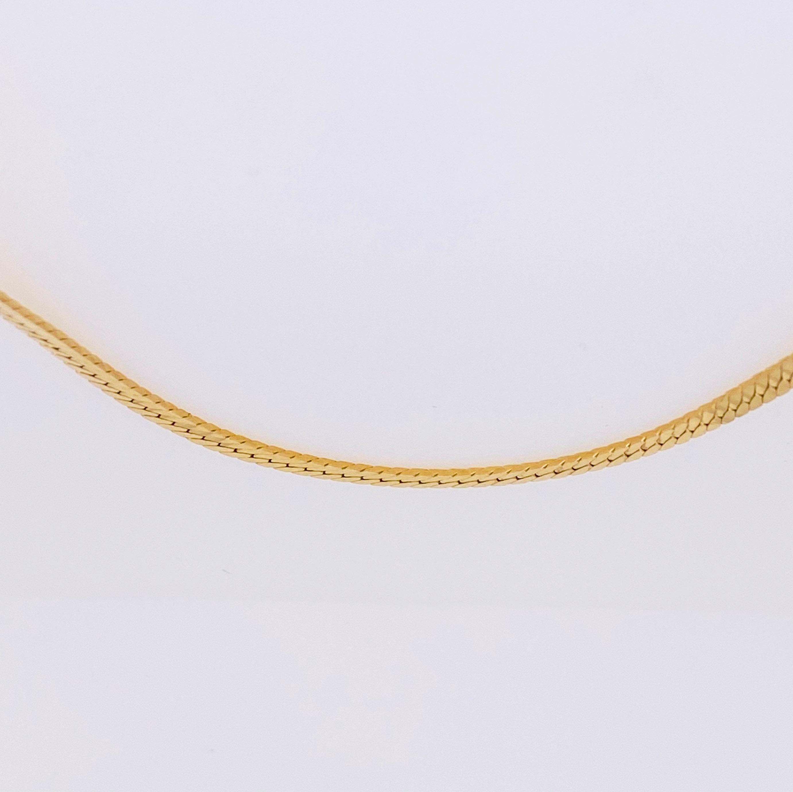 Modern Gold Herringbone Chain in 14 Karat Yellow Gold, Flat Wide Chain