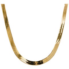 Gold Herringbone Chain in Yellow Gold, Flat Link Wide Chain