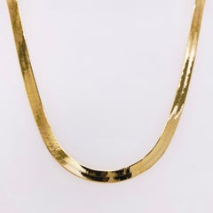 Gold Herringbone Chain in Yellow Gold, Flat Link Wide Chain