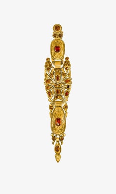 Gold & Hessonite Garnet Pendeloque Style Earrings; Iberian; Spain; Ca 1780
