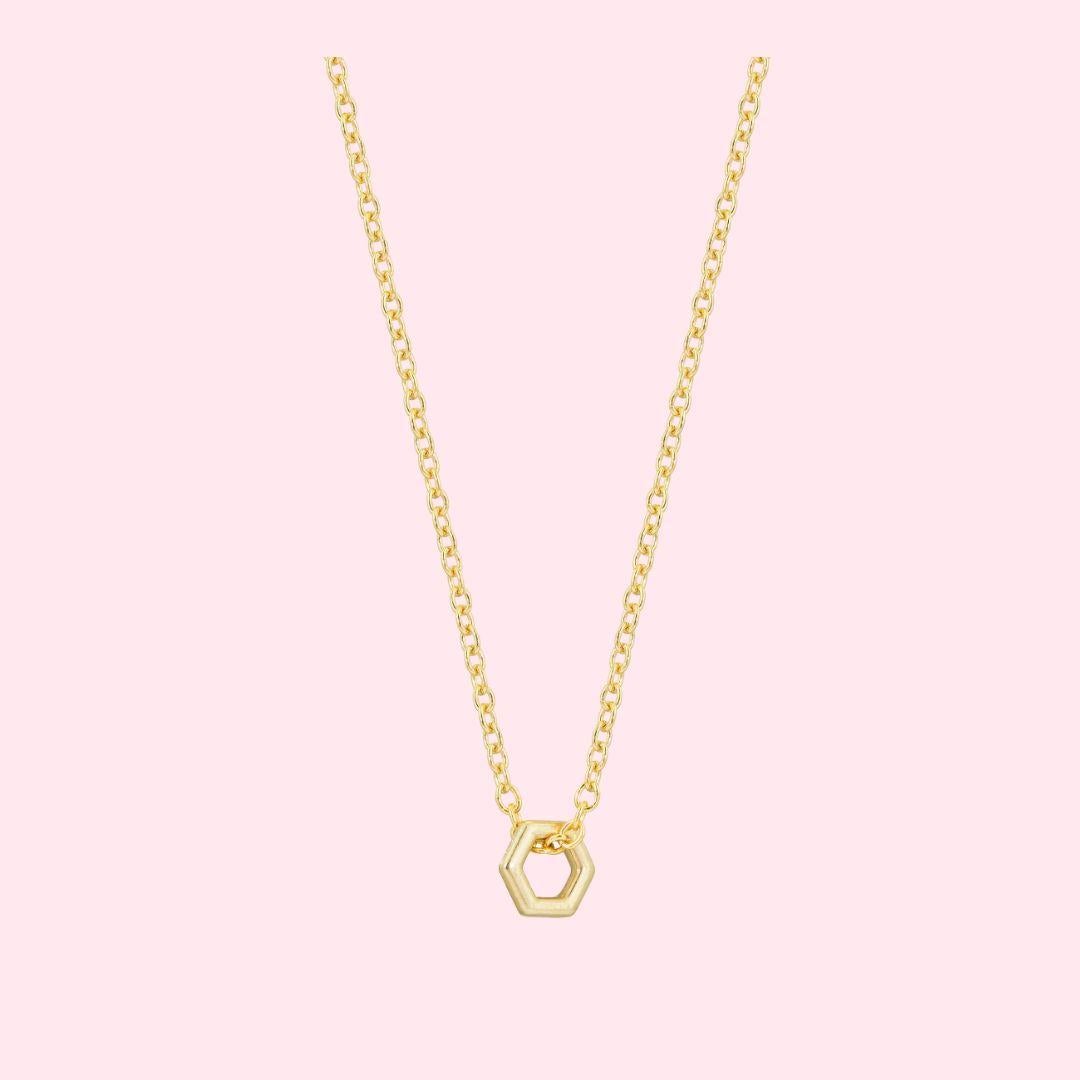 Gold Hexagon Loop Necklace In New Condition For Sale In Missoula, MT