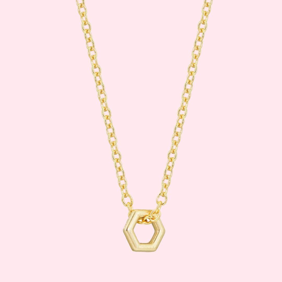 Collier à boucles hexagonales en or Pour femmes en vente