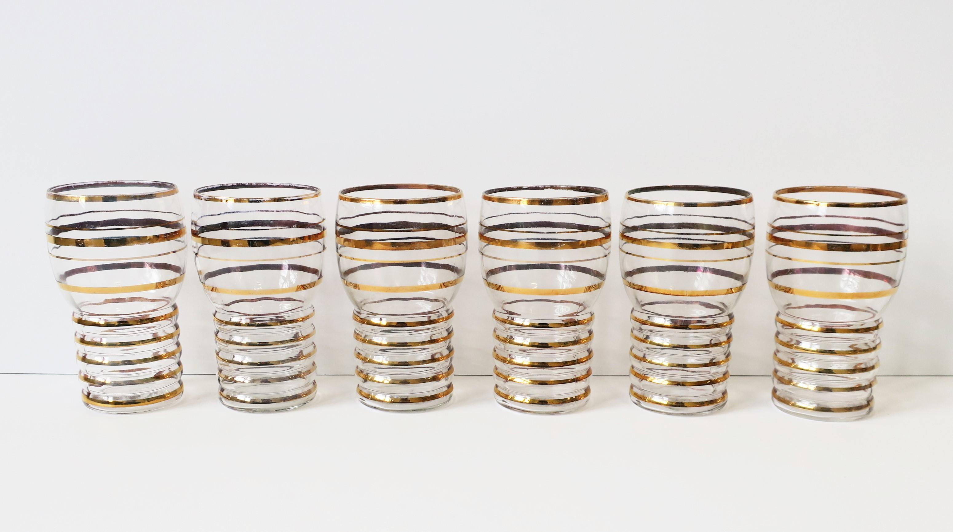 Gold Highball Cocktail Glasses, Set of 6 In Good Condition In New York, NY