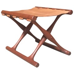 "Gold Hill" Folding Teak Stool, Denmark by Poul Hundevad