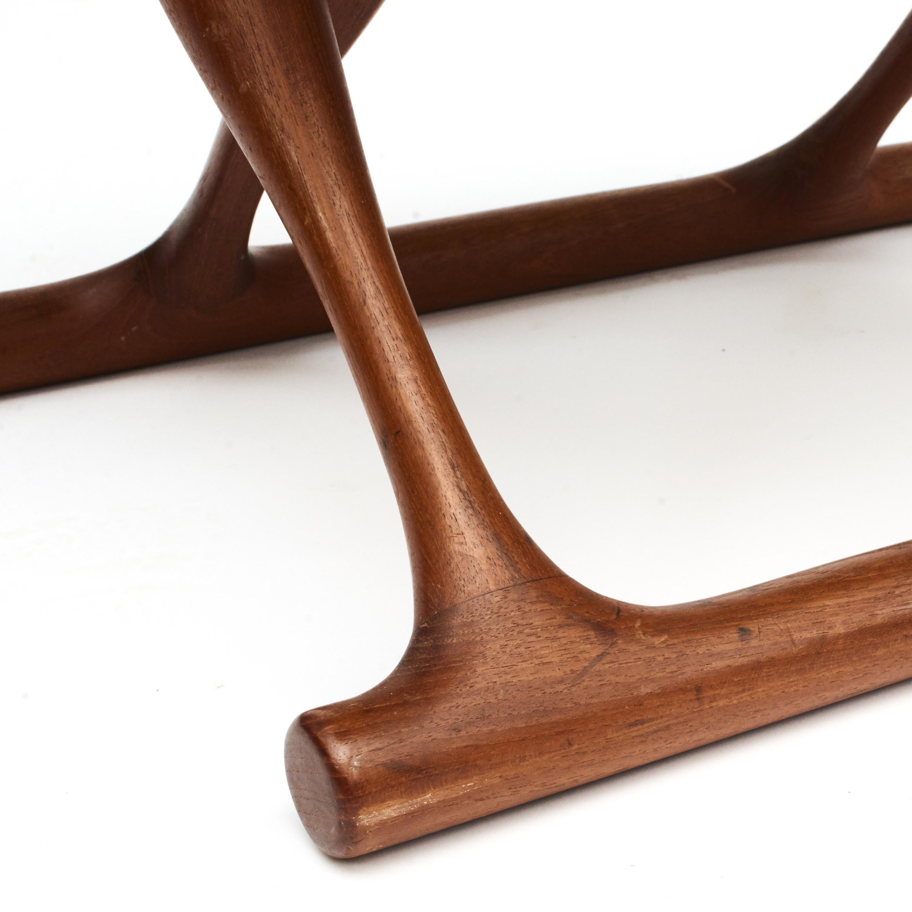 ”Gold Hill” Teak and Leather Folding Stool by Poul Hundevad 2