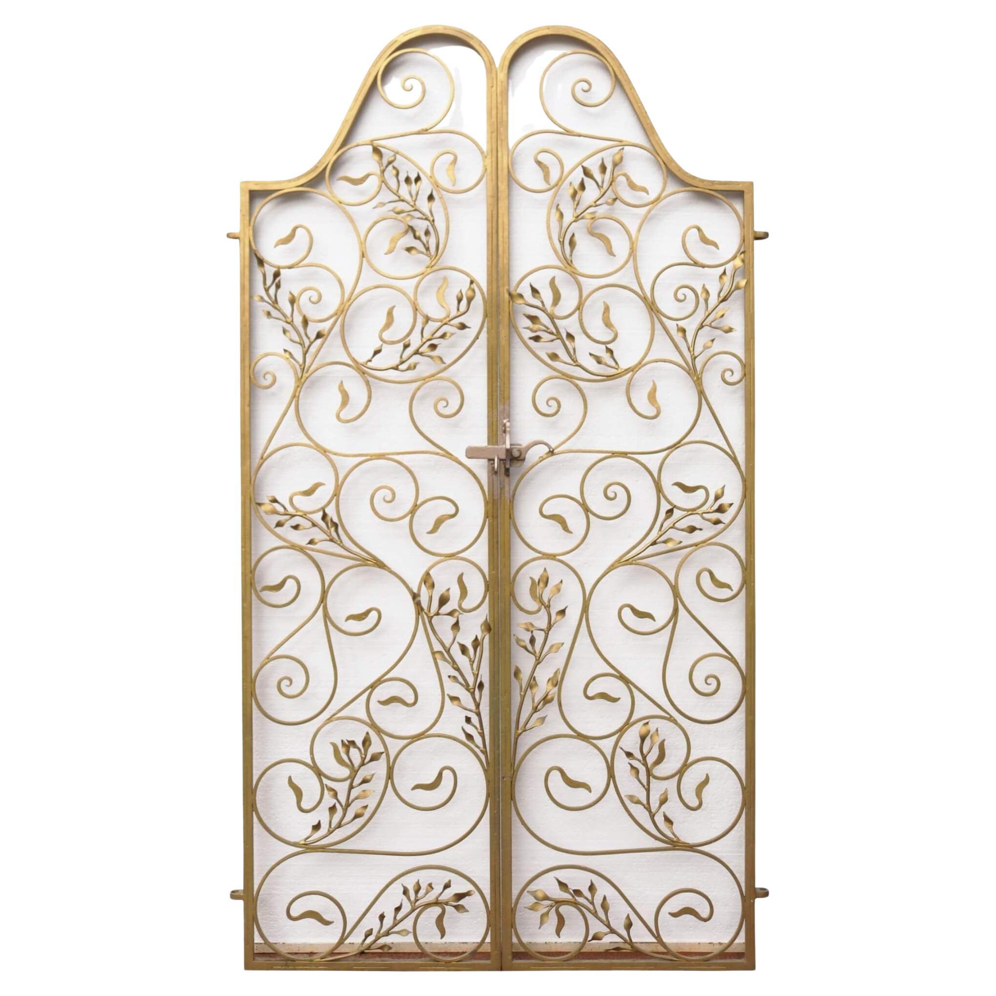 Gold Hollywood Regency Style Wrought Iron Garden Gates