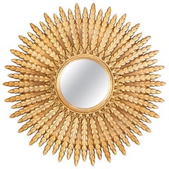 "Gold" Hollywood Regency Sunburst Convex Mirror, Turner Manufacturing Company