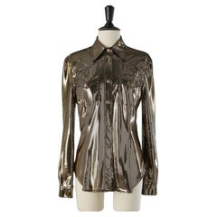 Used Gold hologram shirt with branded snaps Moschino Jeans 