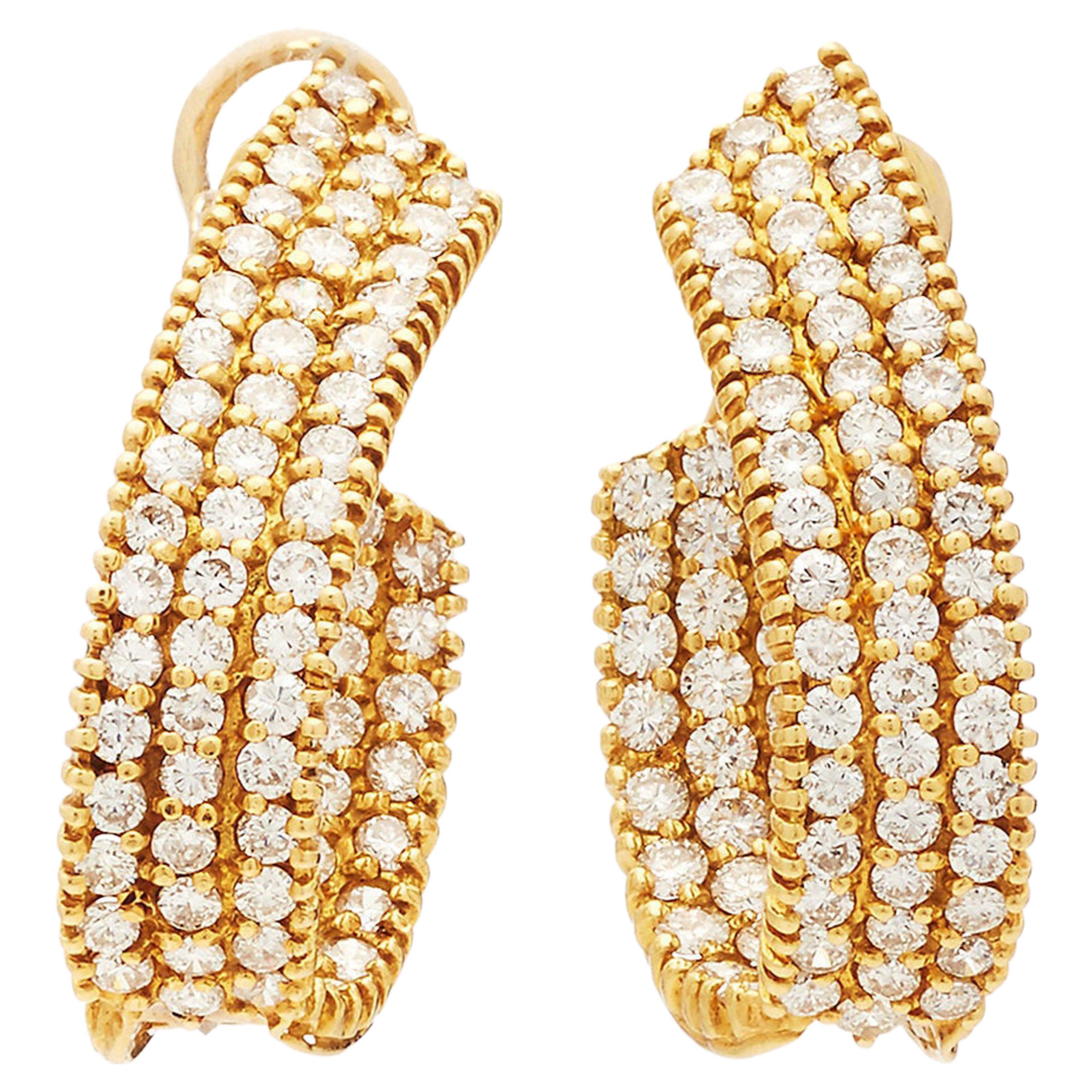 Gold Hoop Diamond Earrings For Sale