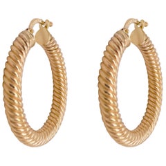 Gold Hoop Earrings, 14 Karat Twisted Hoops, 14 Karat Yellow Gold, Medium Hoops