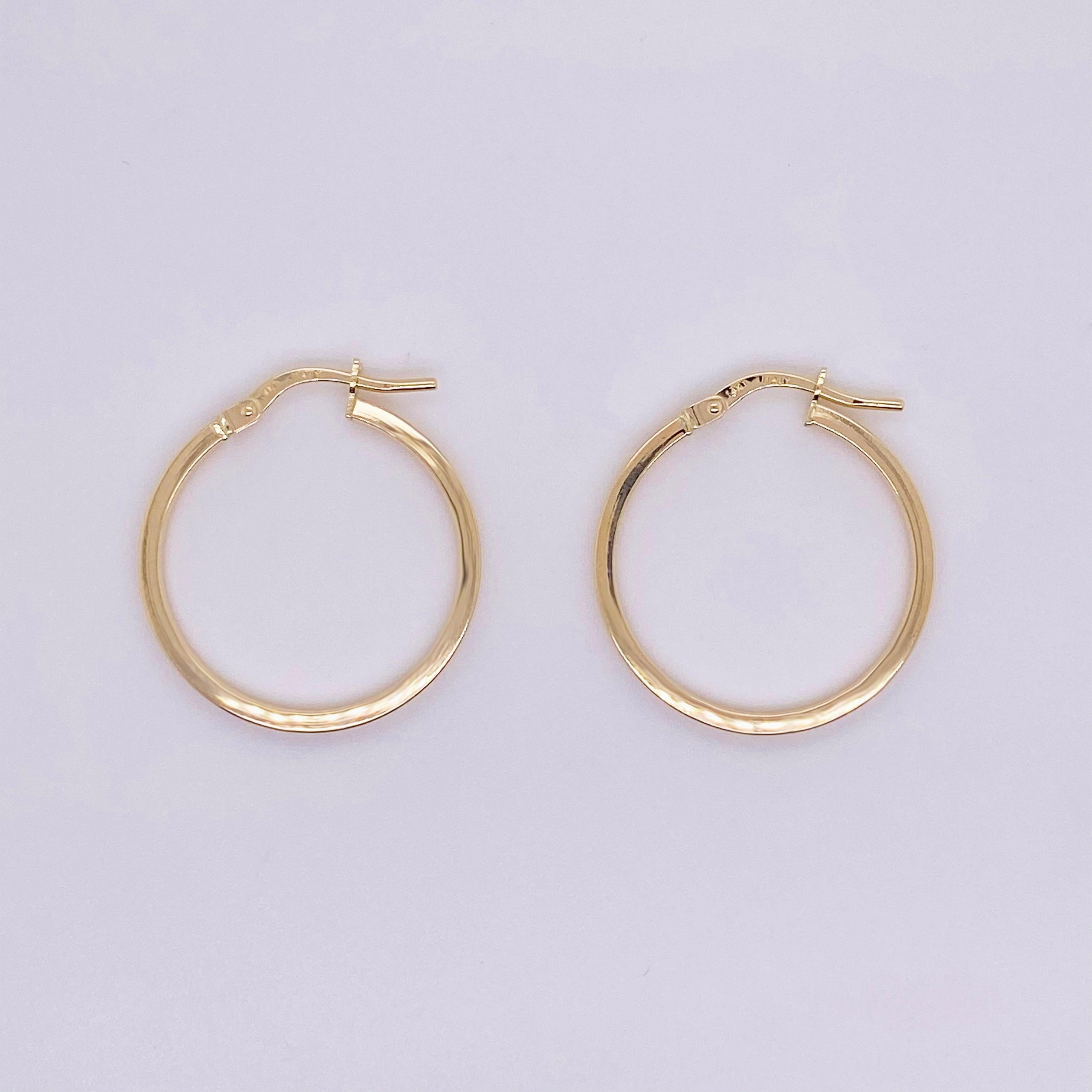 Modern Gold Hoop Earrings, 14 Karat Yellow Gold, 14 Karat, Medium Hoops