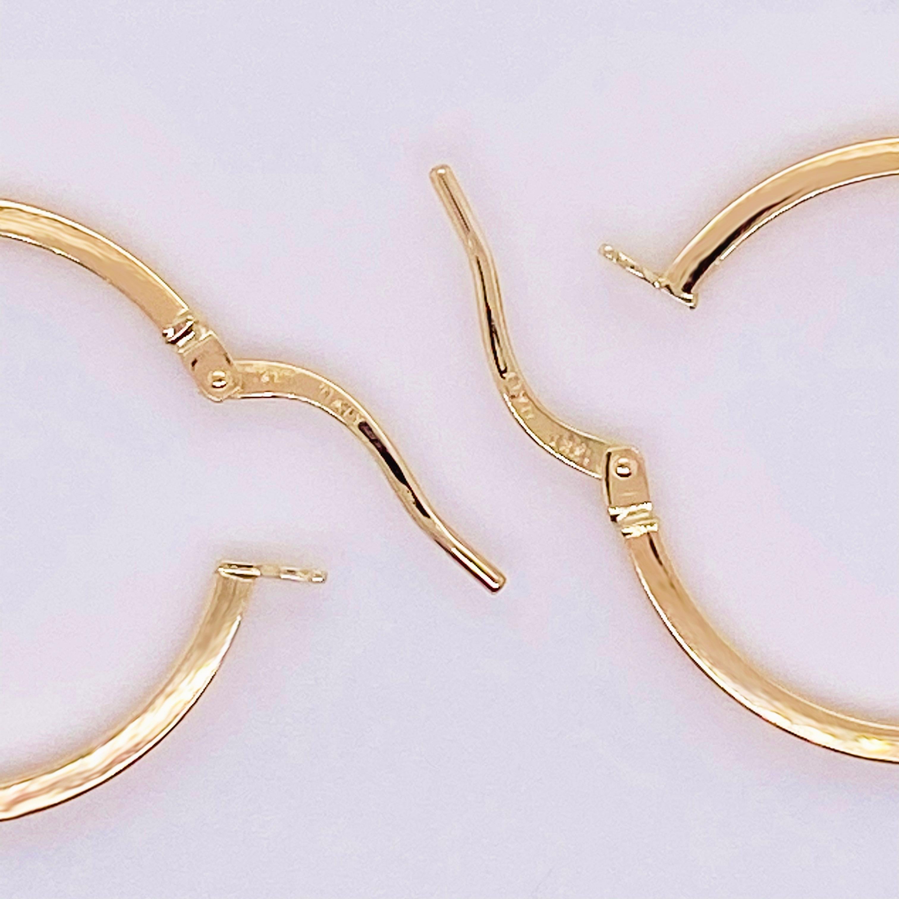Gold Hoop Earrings, 14 Karat Yellow Gold, 14 Karat, Medium Hoops In New Condition In Austin, TX