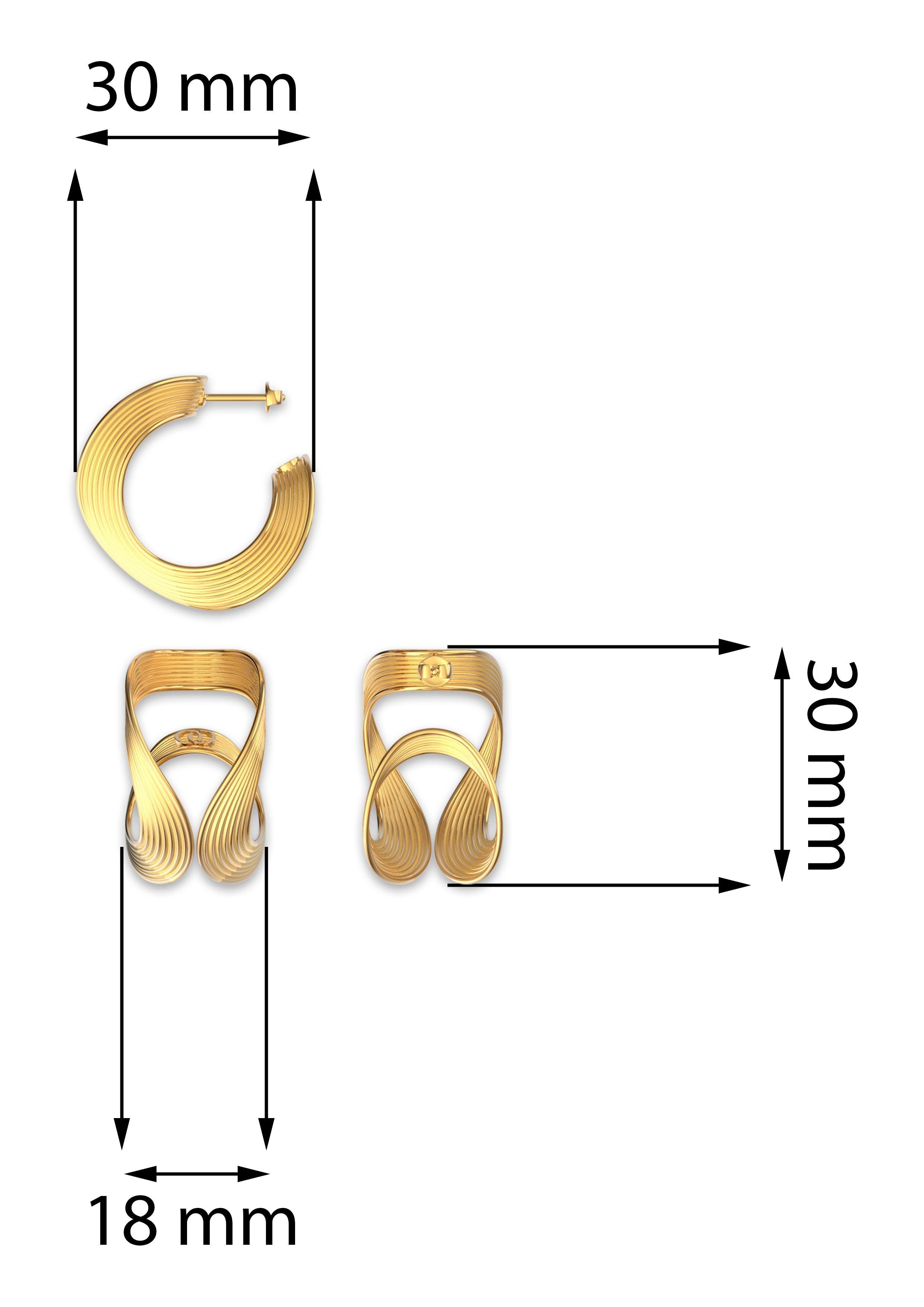 Créoles en or 14 carats, grands anneaux, fabriqués en Italie par Oltremare Gioielli en vente 1