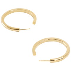 14k Gold: Flow Large Hoop Earrings Transitioning from Circle to Square