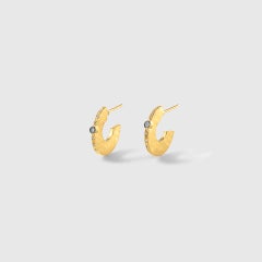 Kurtulan Boucles d'oreilles créoles en or jaune et argent 24 carats avec diamants