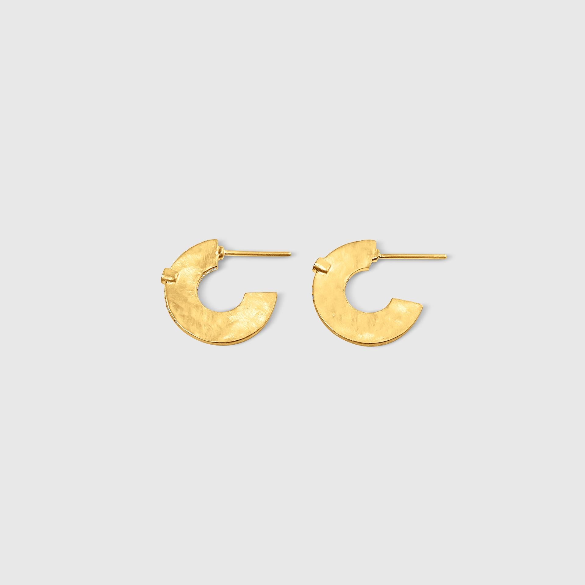 Gold-Ohrringe mit Diamanten aus 24-karätigem Gelbgold und Silber von Kurtulan (Byzantinisch) im Angebot