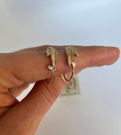 Yellow Gold Hoop Earrings with Diamonds  Gold Hoops  Diamond Hoop Earrings