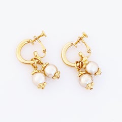 Gold Hoop Earrings With Pearl Charms By Joan Rivers, 1990s