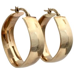 Gold Hoops Italian Vintage Jewelry Square Design Hoop Earrings