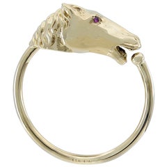 3 ring horse girl Gold Horse Head Key Ring
