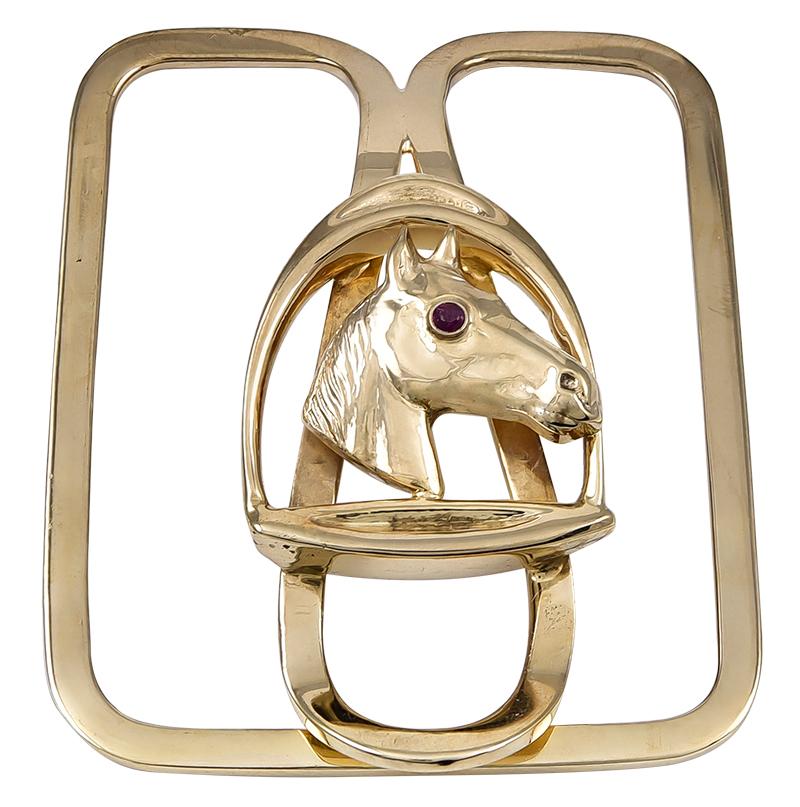 Clip en or à tête de cheval Unisexe en vente