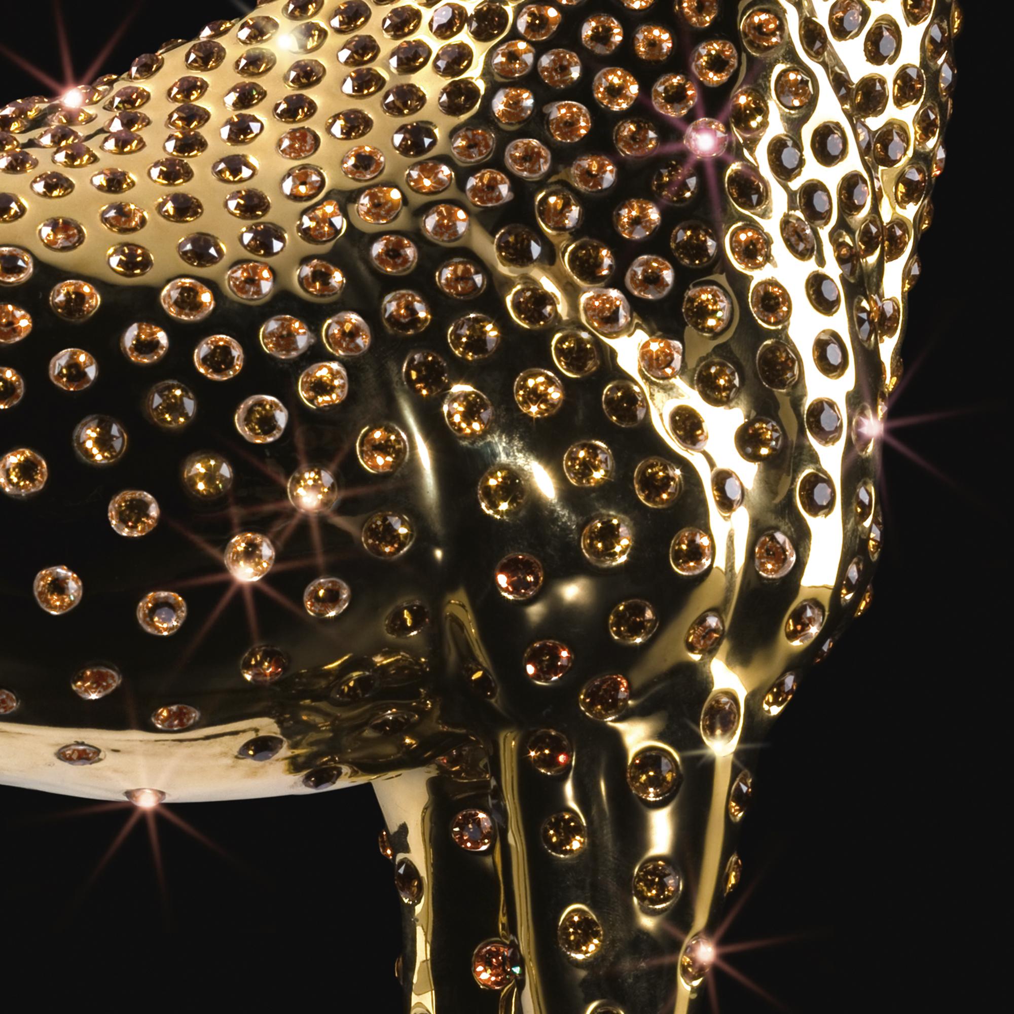 Contemporary Gold Horse with Amber Crystals Sculpture For Sale