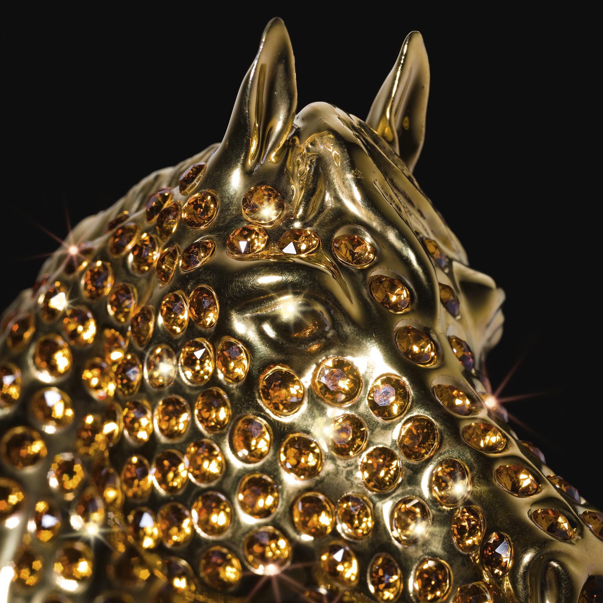 Gold Horse with Amber Crystals Sculpture For Sale 1