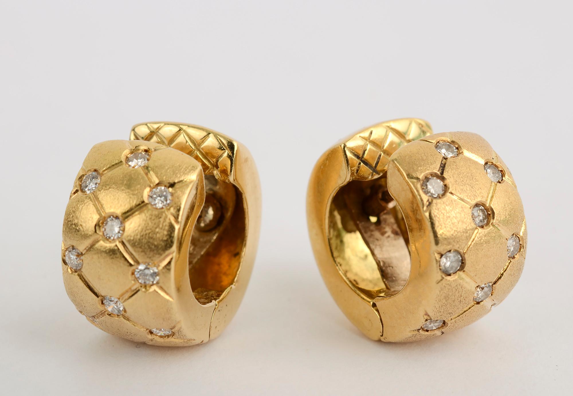 Modern Gold Huggie Earrings with Diamonds