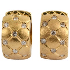 Gold Huggie Earrings with Diamonds