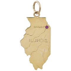 Vintage Gold Illinois Charm