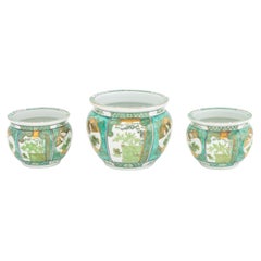 Gold Imari Hand-Painted Porcelain Jardinieres, 3