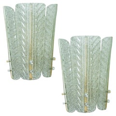 Applique in vetro e ottone con inclusioni d'oro nello stile di Barovier, 1960