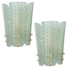 Applique in vetro e ottone con inclusioni d'oro nello stile di Barovier, 1960
