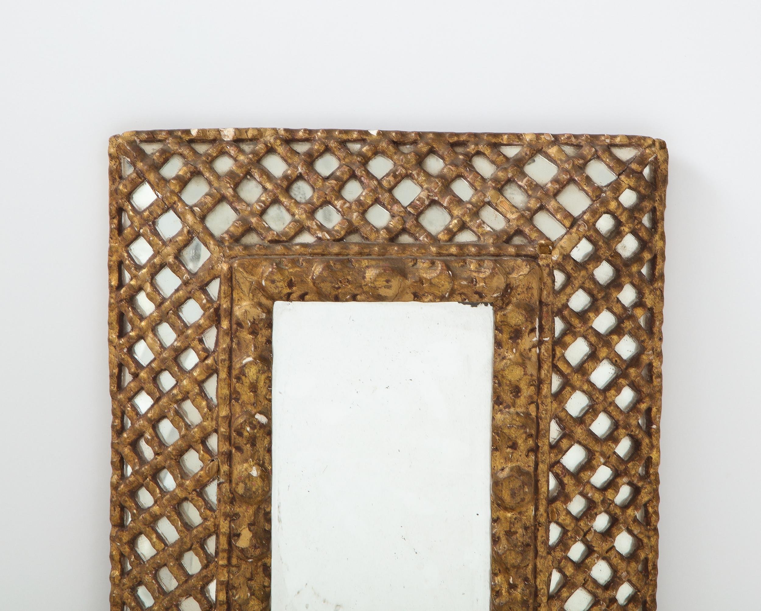 Glass Gold Indian Mirror For Sale