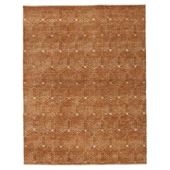 Gold Indian Viscose Rayon Hand tufted Rug 6 ft x 8 ft , Golden Geometry Lattice