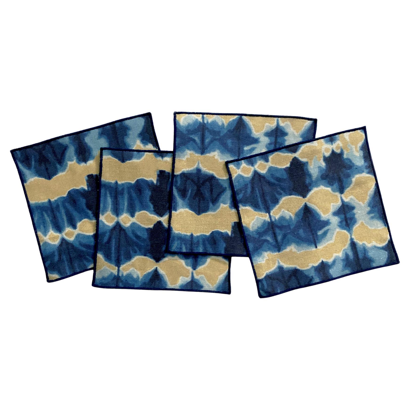 Serviettes de table Wave Gold 
Indigo, lot de quatre