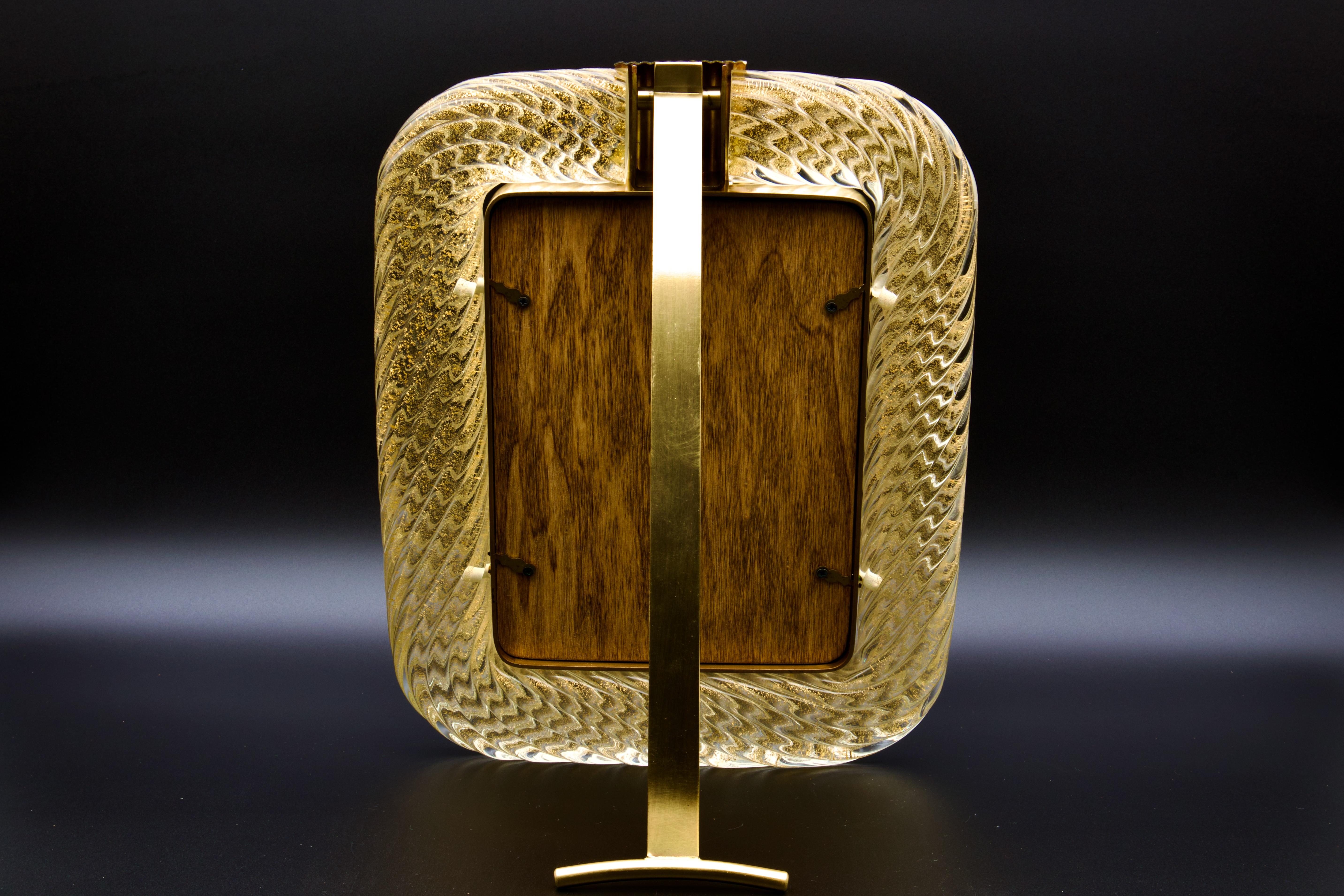 Miroir de coiffeuse ou cadre photo en verre de Murano infusé d'or Carlo Scarpa pour Venini en vente 3