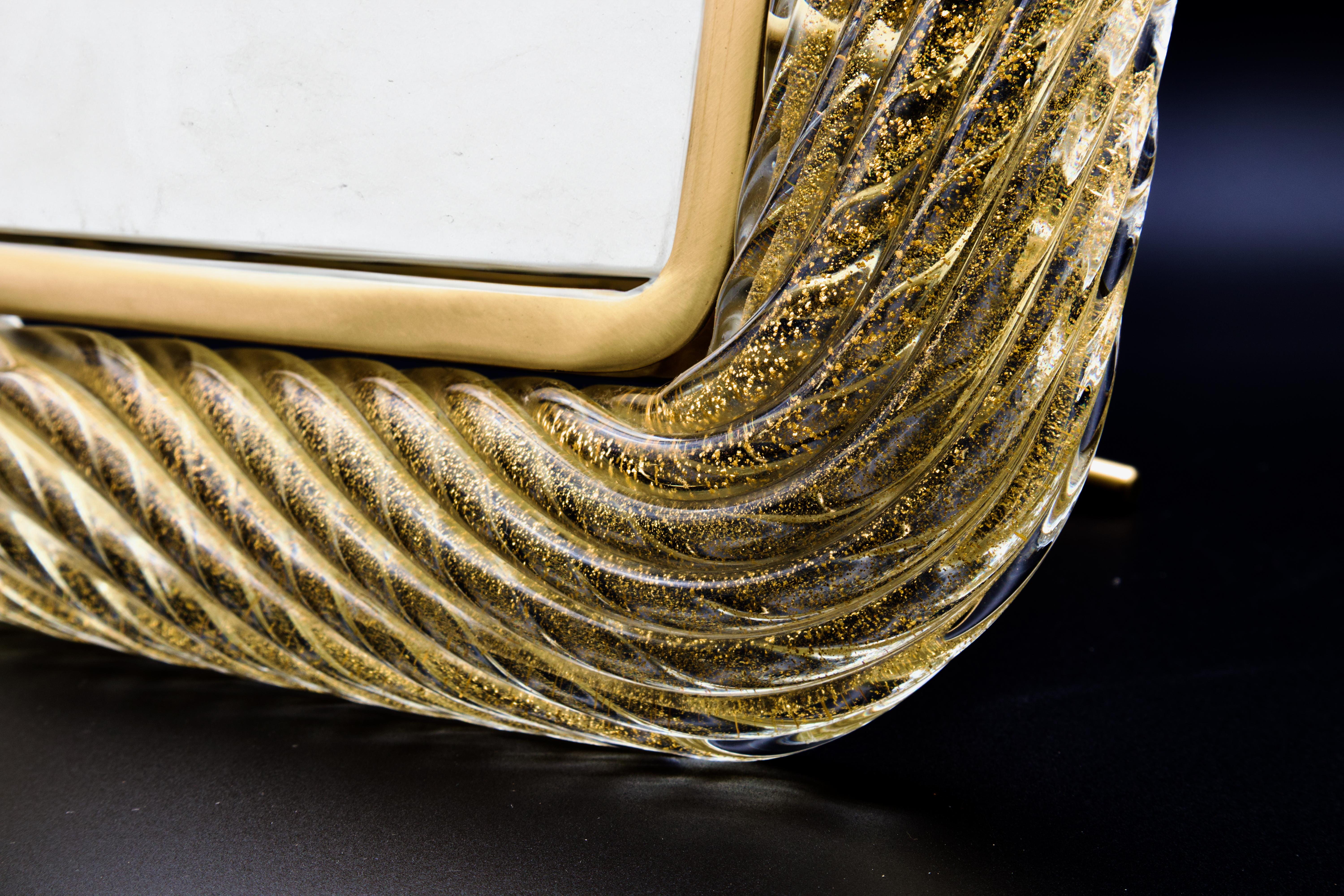Goldenes Murano Glas Carlo Scarpa für Venini Kosmetikspiegel oder Bilderrahmen (Glaskunst) im Angebot
